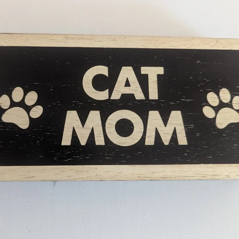 NWT 'Cat Mom' Paws Wooden Box Sign Home Table Decor Michael's Mother's Day Pets - Picture 5 of 6